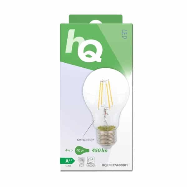 HQ Retromallinen LED-filamenttilamppu, E27, 4 wattia, 450 lm, 2 700 kelviniä