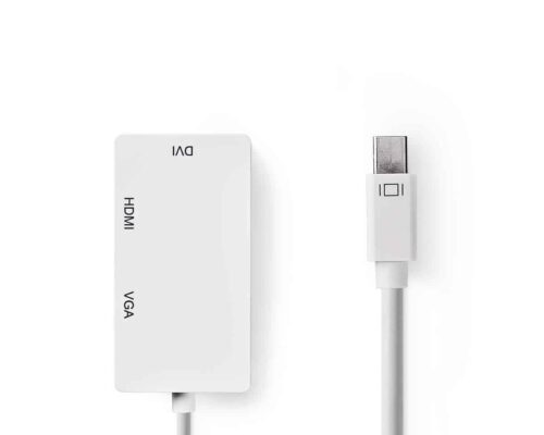 Nedis Mini-DisplayPort–Monisovitinkaapeli | Mini-DisplayPort, Uros - VGA Naaras + DVI-D 24+1-Nastainen Naaras + HDMI™-lähtö | 0,2 m | Valkoinen