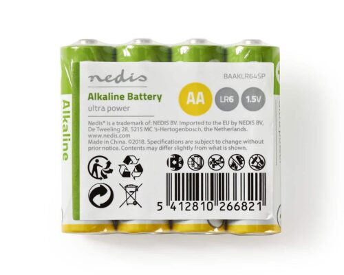 Nedis Alkaliparisto AA | 1.5 V | 4 kappaletta | Kutistepakkaus