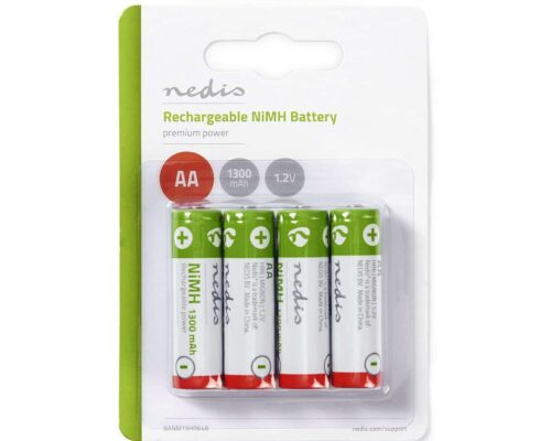 Nedis Ladattava Ni-MH-Akku, AA | 1.2 V | 1 300 mAh | 4 kappaletta | Rakko