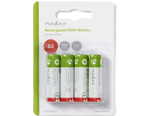 Nedis Ladattava Ni-MH-Akku, AA | 1.2 V | 2 600 mAh | 4 kappaletta | Rakko