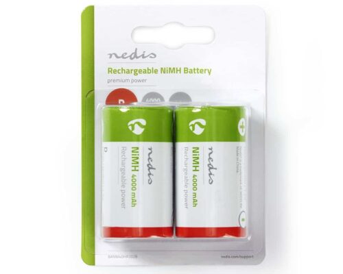 Nedis Ladattava Ni-MH-Akku, D | 1.2 V | 4 000 mAh | 2 kappaletta | Rakko