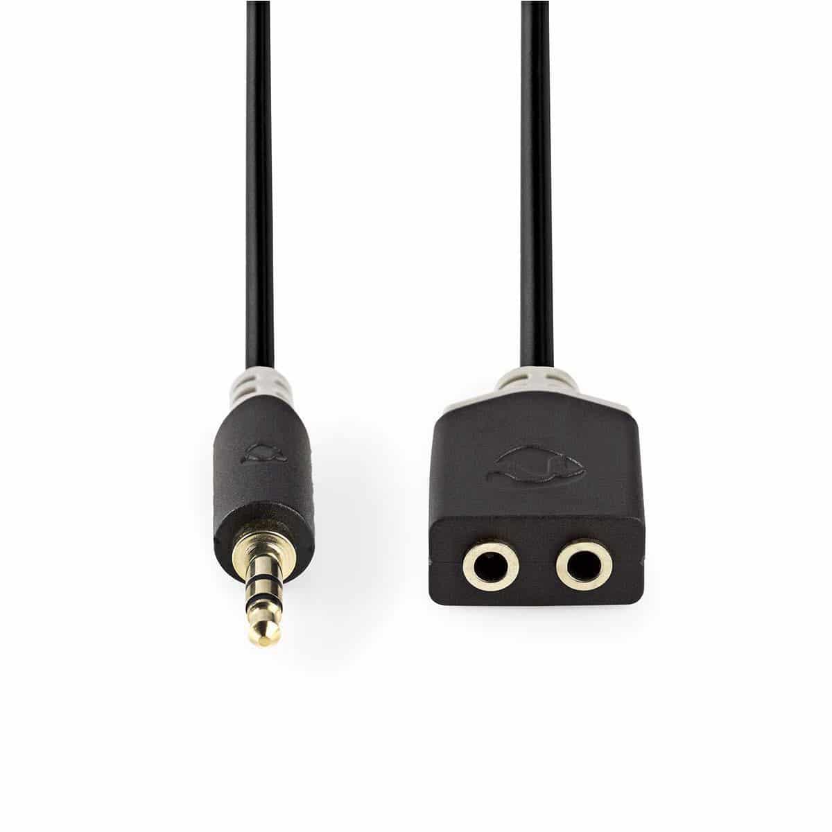 Nedis Stereoaudiokaapeli | 3,5 mm, Uros – 2x 3,5 mm, Naaras | 0,2 m | Antrasiitti