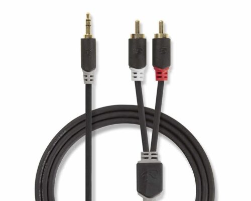 Nedis Stereoaudiokaapeli | 3,5 mm, Uros – 2x RCA, Uros | 0.5 mm | Antrasiitti