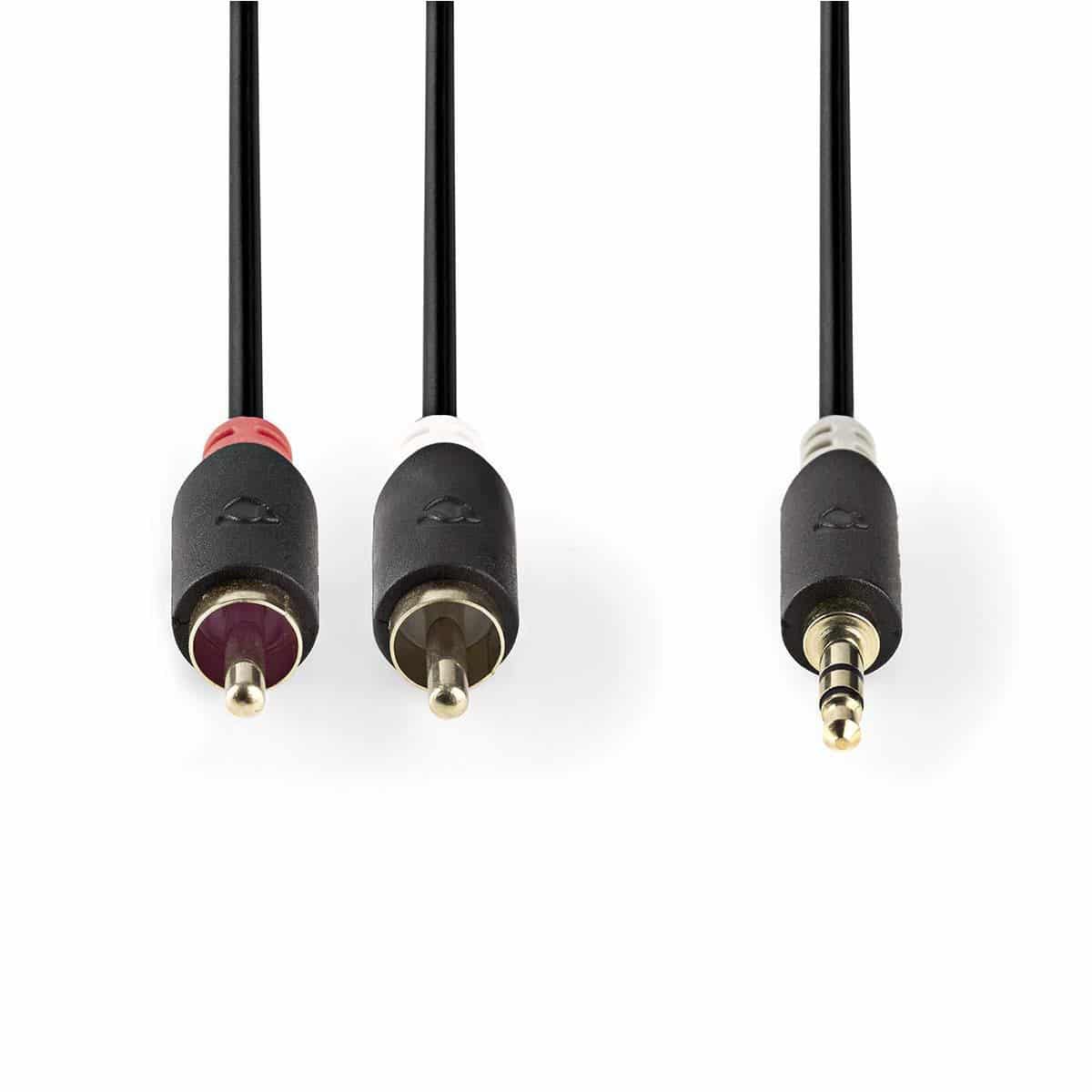 Nedis Stereoaudiokaapeli | 3,5 mm, Uros – 2x RCA, Uros | 1,0 m | Antrasiitti