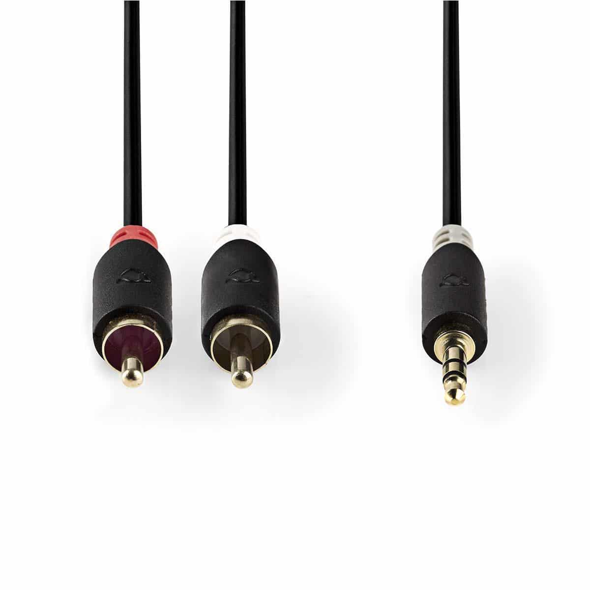 Nedis Stereoaudiokaapeli | 3,5 mm, Uros – 2x RCA, Uros | 3,0 m | Antrasiitti