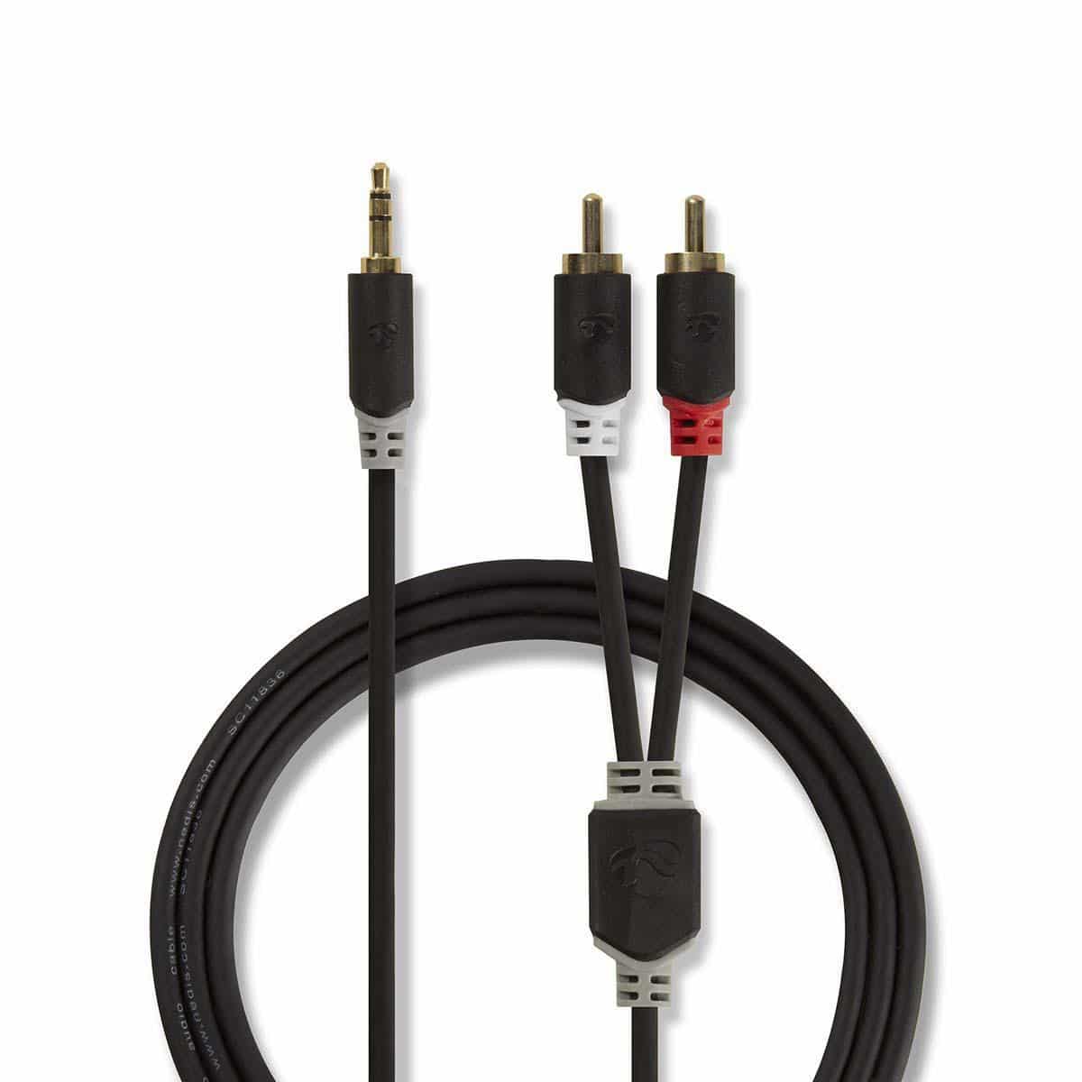 Nedis Stereoaudiokaapeli | 3,5 mm, Uros – 2x RCA, Uros | 3,0 m | Antrasiitti