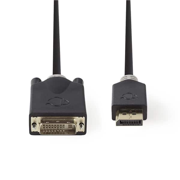 Nedis DisplayPort – DVI -kaapeli | DisplayPort, Uros – DVI-D 24+1-Nastainen Uros | 2,0 m | Antrasiitti