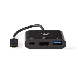 Nedis USB Type-C -Sovitinkaapeli | Type-C, Uros – Type-C Naaras + A Naaras + HDMI™-lähtö | 0,15 m | Antrasiitti