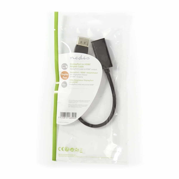 Nedis DisplayPort – HDMI™ -kaapeli | DisplayPort, Uros – HDMI™-lähtö | 0,2 m | Musta