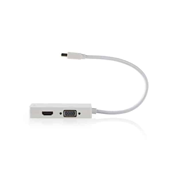 Nedis Mini-DisplayPort–Monisovitinkaapeli | Mini-DisplayPort, Uros - VGA Naaras + DVI-D 24+1-Nastainen Naaras + HDMI™-lähtö | 0,2 m | Valkoinen
