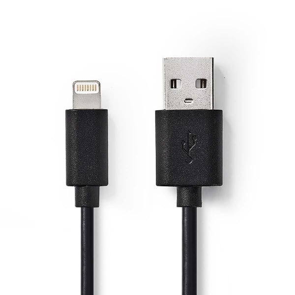 Nedis Synkronointi- ja Latauskaapeli | Apple Lightning, 8-nastainen Uros – USB-A, Uros | 1,0 m | Musta