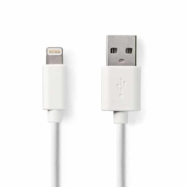 Nedis Synkronointi- ja Latauskaapeli | Apple Lightning, 8-nastainen Uros – USB-A, Uros | 2,0 m | Valkoinen