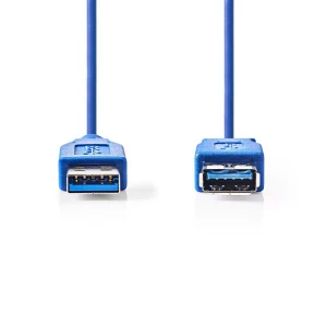 Nedis USB 3.0 -Kaapeli | A, Uros – A, Naaras | 2,0 m | Sininen