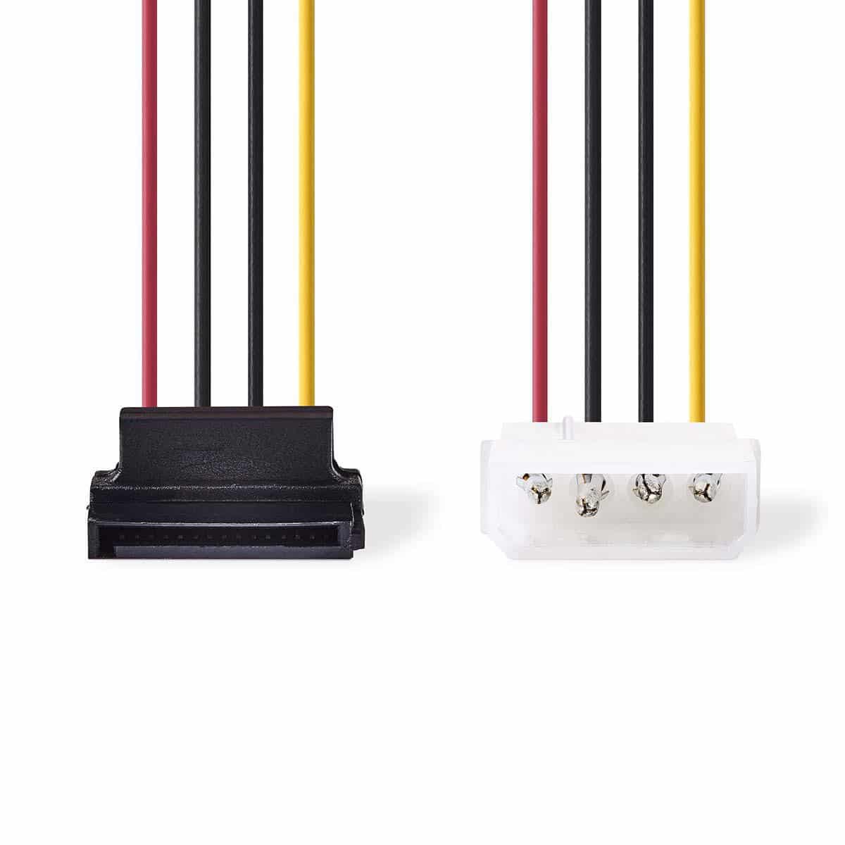 Nedis Sisäinen virtajohto | Molex, Uros – SATA, 7-nastainen Naaras, Kulma 90° | 0,15 m | Monenlainen