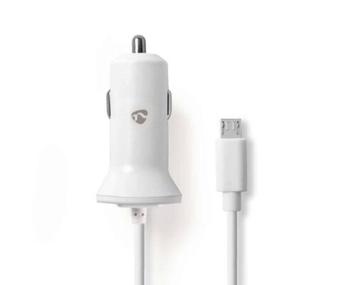 Nedis Autolaturi | 2.4 A | Kiinteä kaapeli | Micro USB | Valkoinen