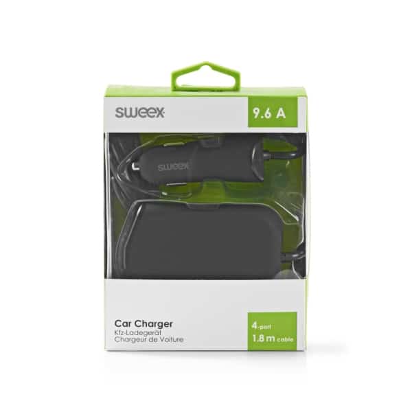 Sweex Autolaturi 4-Ulostuloa 9.6 A USB Musta