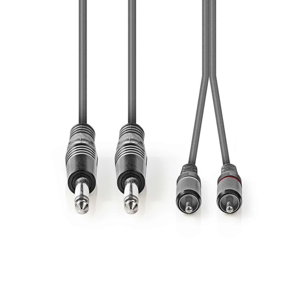 Nedis Stereoaudiokaapeli | 2 x Uros, 6,35 mm – 2 x RCA, Uros | 1,5 m | Harmaa