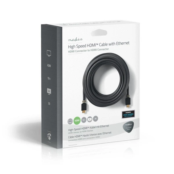 Nedis High Speed HDMI™ -Kaapeli, jossa Ethernet | HDMI™-Liitin – HDMI™-Liitin | 10 m | Antrasiitti