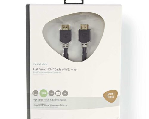 Nedis High Speed HDMI™ -Kaapeli, jossa Ethernet | HDMI™-Liitin – HDMI™-Liitin | 7,5 m | Antrasiitti