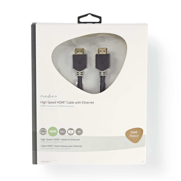 Nedis High Speed HDMI™ -Kaapeli, jossa Ethernet | HDMI™-Liitin – HDMI™-Liitin | 7,5 m | Antrasiitti