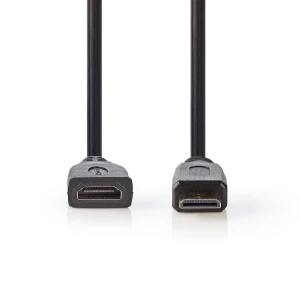 Nedis High Speed HDMI™ -Kaapeli, jossa Ethernet | HDMI™ Mini -Liitin – HDMI™, Naaras | 0,2 m | Musta