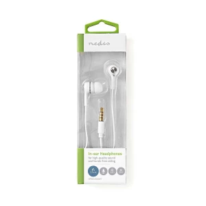 Nedis Wired Headphones | 1.2m Round Cable | In-Ear | Built-in Microphone | White