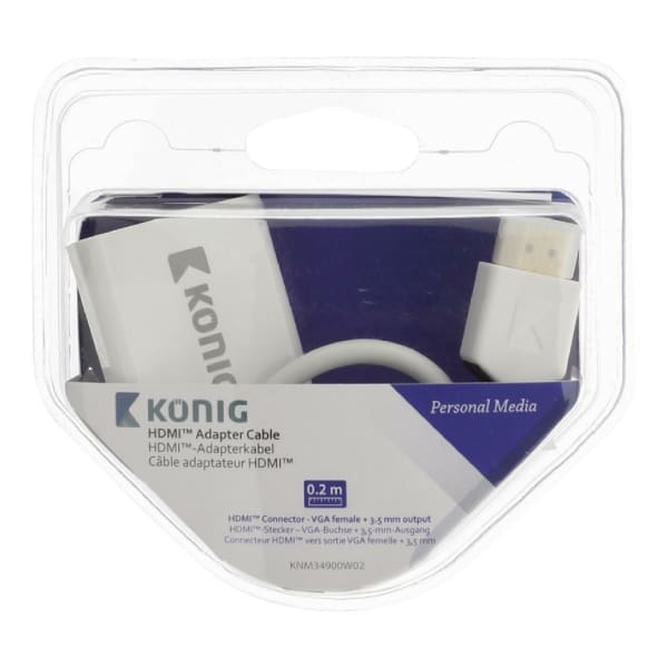 König adapterijohto HDMI- VGA +3,5 mm, 0.20m