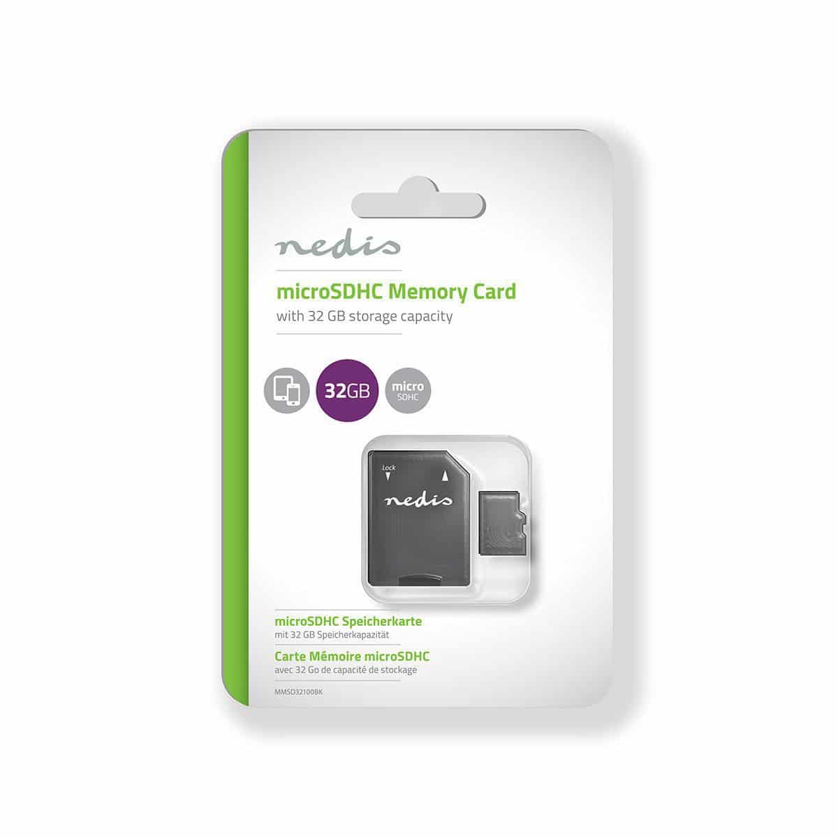 Nedis Muistikortti | microSDHC | 32 GB | Kirjoitusnopeus jopa 90 Mb/s | Luokka 10