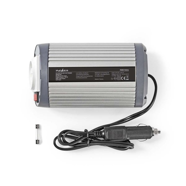 Nedis Invertteri, Muokattu Siniaalto | 24 V DC–230 V AC | 150 W | 1 x Schuko / 1 x USB-Lähtö