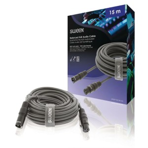 Sweex XLR Stereokaapeli XLR 3-Pin Uros – XLR 3-Pin Naaras 15.0 m Tummanharmaa