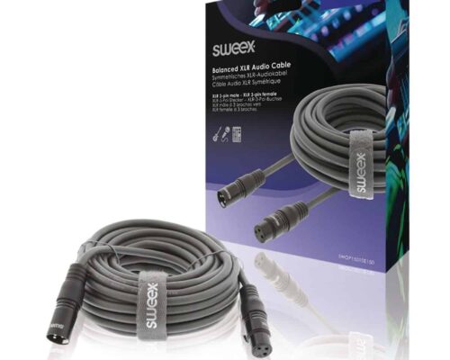 Sweex XLR Stereokaapeli XLR 3-Pin Uros – XLR 3-Pin Naaras 15.0 m Tummanharmaa