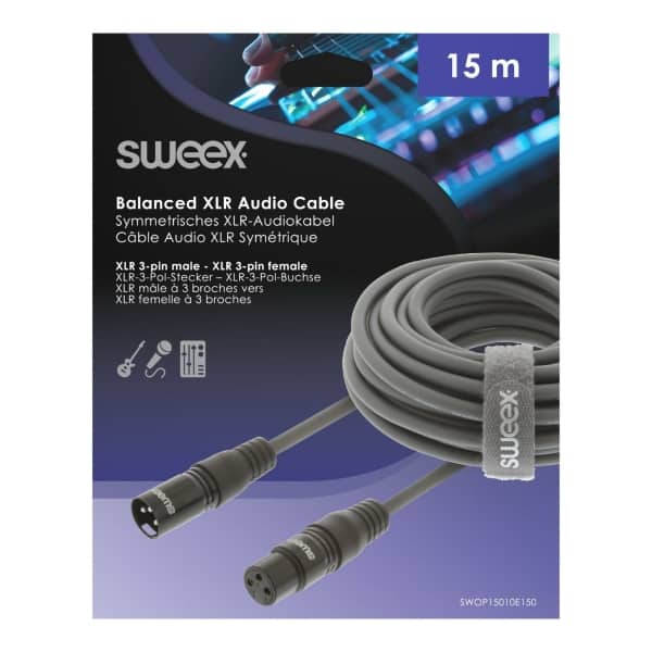 Sweex XLR Stereokaapeli XLR 3-Pin Uros – XLR 3-Pin Naaras 15.0 m Tummanharmaa