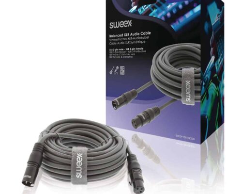 Sweex XLR Stereokaapeli XLR 3-Pin Uros – XLR 3-Pin Naaras 20.0 m Tummanharmaa