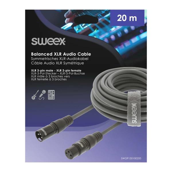 Sweex XLR Stereokaapeli XLR 3-Pin Uros – XLR 3-Pin Naaras 20.0 m Tummanharmaa