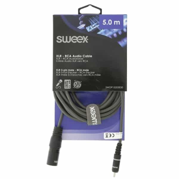 Sweex XLR Monokaapeli XLR 3-Pin Uros - RCA Uros 5.0 m Tummanharmaa
