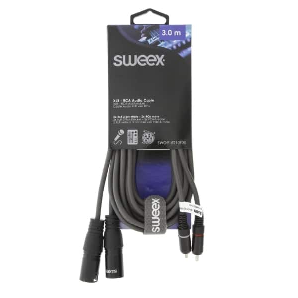 Sweex XLR Stereokaapeli 2x XLR 3-Pin Uros - 2x RCA Uros 3.0 m Tummanharmaa