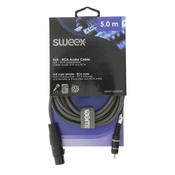 Sweex XLR Monokaapeli XLR 3-Pin Naaras - RCA Uros 5.0 m Tummanharmaa