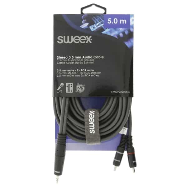 Sweex Stereoäänikaapeli 3.5 mm Uros - 2x RCA Uros 5.0 m Tummanharmaa