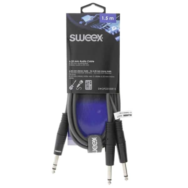 Sweex Stereoäänikaapeli 6.35 mm Uros - 2x 6.35 mm Uros 1.5 m Tummanharmaa