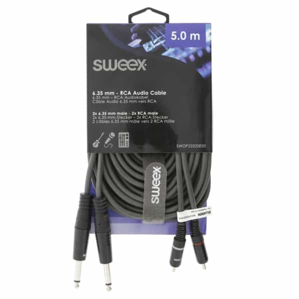 Sweex Stereoäänikaapeli 2x 6.35 mm Uros - 2x RCA Uros 5.0 m Tummanharmaa