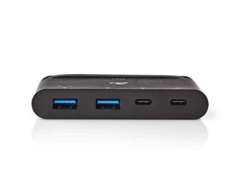 Nedis Tietokonekeskitin | USB Type-C | 2 x USB-C / 2 x USB 3.0 (10 G) | Virransyöttö 100 W | Musta