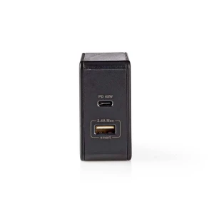 Nedis Seinälaturi | 3,0 A | USB / USB-C | Virransyöttö 45 W | Musta