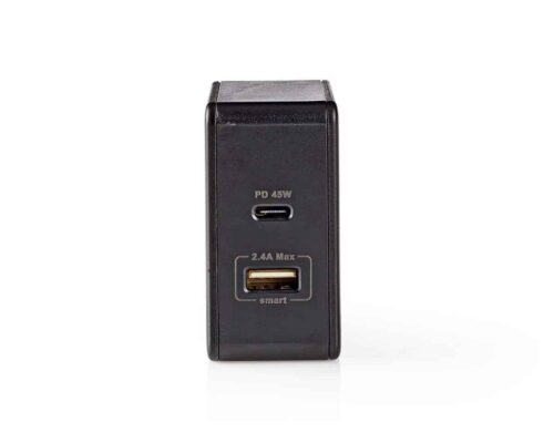 Nedis Seinälaturi | 3,0 A | USB / USB-C | Virransyöttö 45 W | Musta