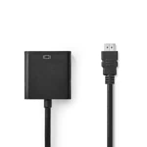 Nedis HDMI™–VGA-Kaapeli | HDMI™-Liitin – VGA Naaras + 3,5 mm lähtö | 0,2 m | Musta