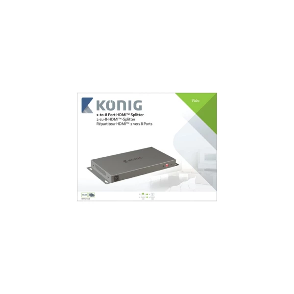 König HDMI-jakaja 2to8, 2 x HDMI-tulo – 8 x HDMI-lähtö