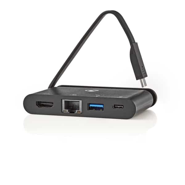 Nedis Tietokonekeskitin | USB Type-C | USB-C / USB 3.0 / HDMI / Gigabitin Ethernet | Virransyöttö 100 W | Musta