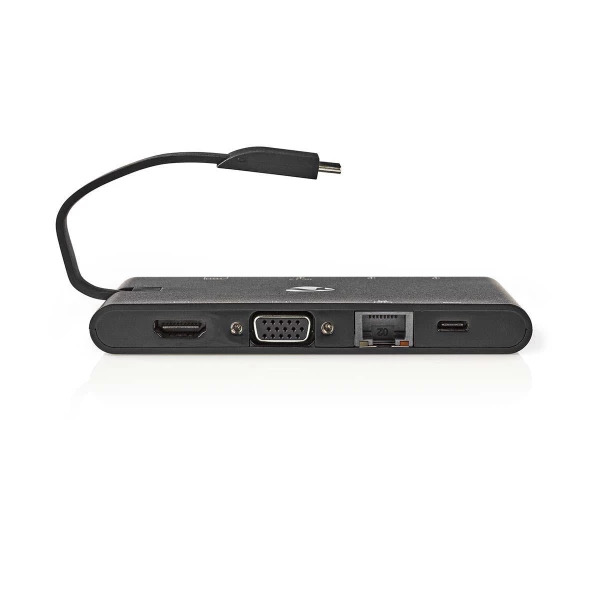 Nedis Telakointiasema | USB Type-C | 2 x USB-C / 2 x USB 3.0 / VGA / HDMI / Kortinlukija / Gigabitin Ethernet | Virransyöttö 100 W | Musta