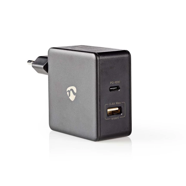 Nedis Seinälaturi | 3,0 A | USB / USB-C | Virransyöttö 45 W | Musta