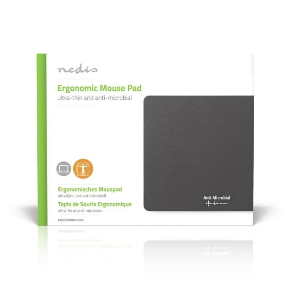 Nedis Ergonomic Anti-Microbial Mouse Pad | Ultra-Thin | 240 x 190 mm | Black